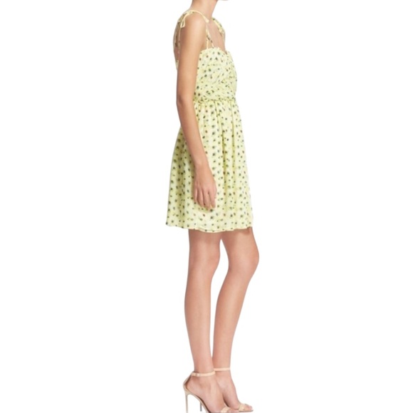 THE KOOPLES Anemone on Chiffon Babydoll Sleeveless Sweetheart Neck Dress, Yellow - Picture 6 of 8